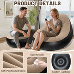 Inflatable Chair For Adults,Portable Inflatables Chairs With Ottoman,Flocked Surface Inflatables Couch,Waterproof Blow Up Chair,Comfortable Inflatable Couch For Camping,Gaming(Without Pump)1Pk