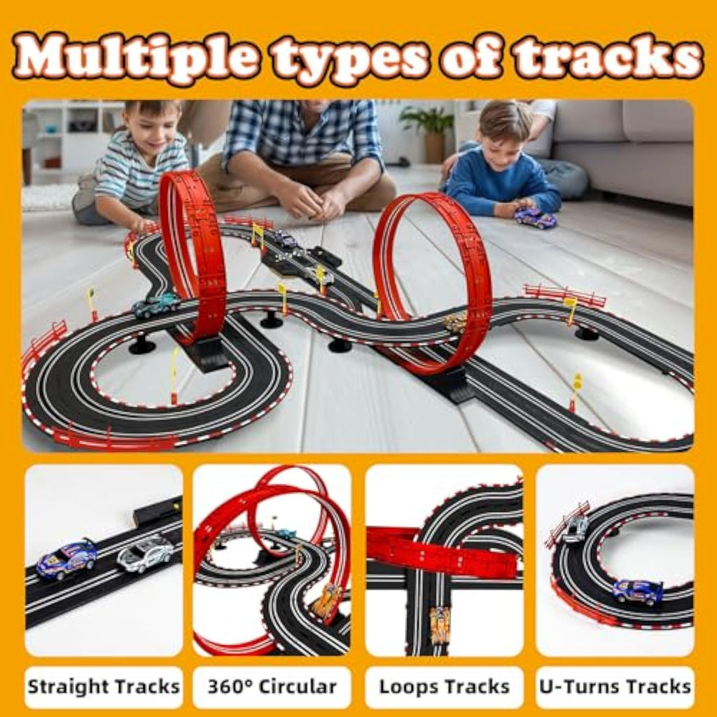 Slot Car Race Track Sets For Kids -30Ft Electric Race Car Track With 4 ...