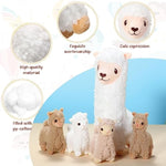 Llama Stuffed Plush Animals Doll With 4 Baby Llamas Cute Alpaca Plush Set Soft Kawaii Pillow Dolls For Kids Girls Christmas Birthday Wedding Anniversary Presents Home Sofa Decorations