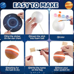 64 Pcs Solar System Project Kit, Solar System Model Kit With 13 Mix Foam Balls, Solar System Toys For Kids 3-5, Learn Planets Science Kit School Project Supplies Of Bamboo Sticks, Flags, Brushes