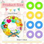 12 Sets DIY Easter Wreath Craft Kits with Bunny, Egg, Chick Stickers & Pom-Poms