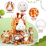 5 Pcs Operation Giraffe Stuffed Animals Set 18'' Large Mommy Giraffe Plush With 4 Cute Baby Zippered Tummy Softer For Kids Boy Girl Birthday Favor Party(Grovel)