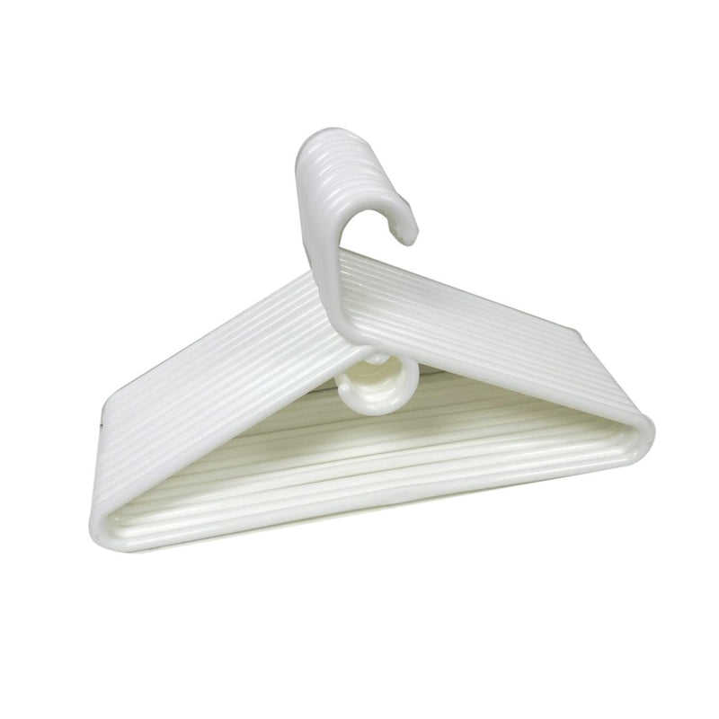 12Pc White Color Heavy Duty Tubular Hangers White Jumbo Plastic Adult Cloth Coat