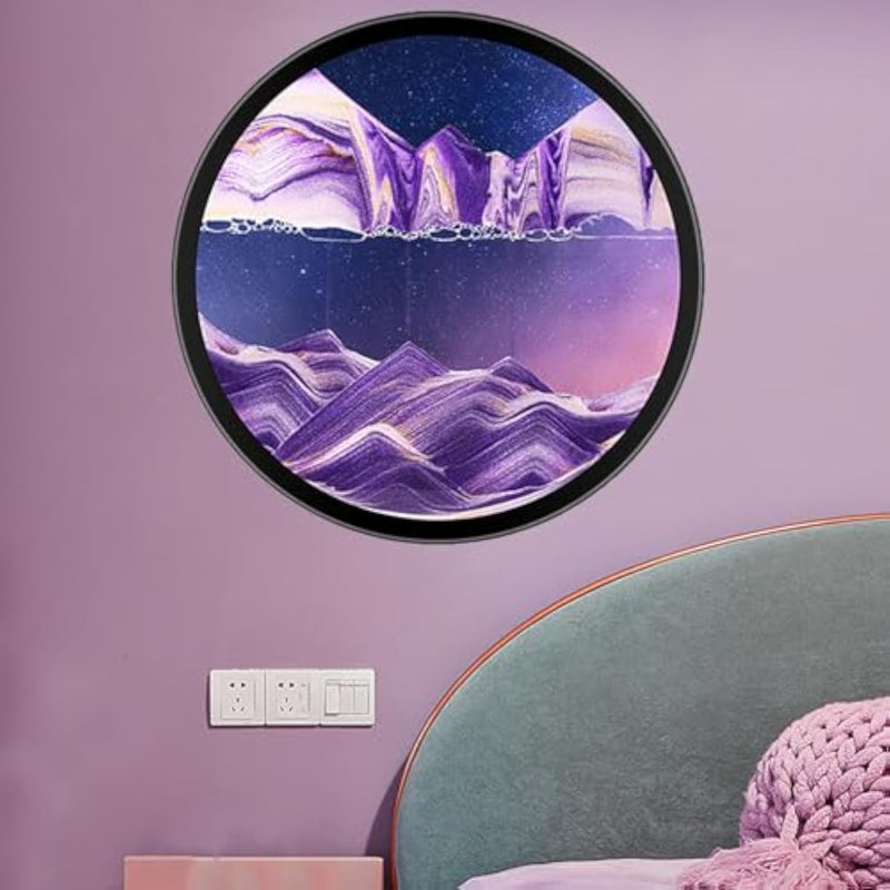 3D Moving Sand Art with 360° Rotating Glass & Solid Wood Frame