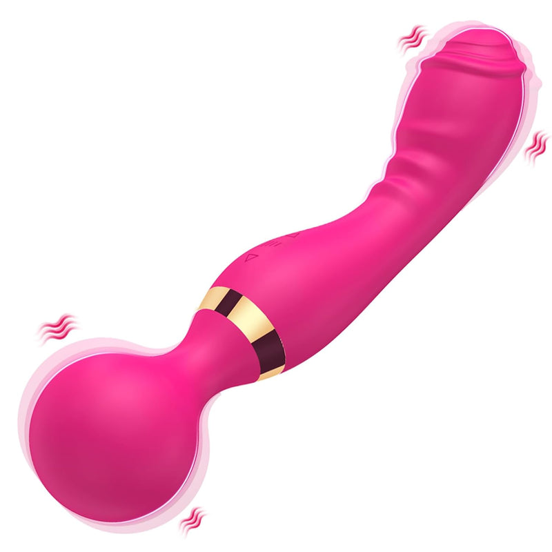 Vibrator Wand Sex Toys, Dual-Sided Vibrator With 20 Patterns & 8 Speeds Of Pleasure, Quiet Vibrators For Woman, Waterproof Wand Vibrator And Strong Vibrators (Hotpink)