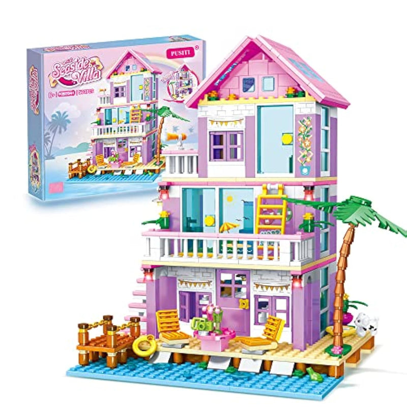 Seaside Villa Building Set 573 Pieces Toys For Girls Building Blocks House Beach Villa Construction Bricks Holiday Cottage Bricks Toys For Girls Age 6+