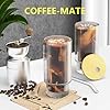 16OZ Glass Cups with Lids and Straws, Vintage Ribbed Glassware for Whiskey Cocktail Beer, Iced Coffee Cups with Lid, Glass Tumbler with Straw and Lid (2 PACK)