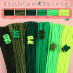 600 PCS Green Chenille Stems Craft Supplies Bulk