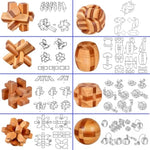 18 Pack Wooden Brain Teaser Puzzles Stress Relief Toys Wooden Burr Puzzles Brain Teaser Puzzle With Gift Packing Box Magic Puzzle Games Toy For Kids And Adults By (Bamboo)