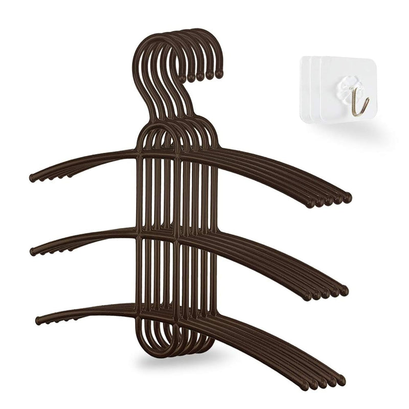 Multiple Shirt Hangers In One Space Saving Plastic 5-Pack, Durable Multi-Functio