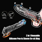 Reusable Penis Sleeve Cock Ring Adult Sex Toys For Men, Soft Inner Graininess Shaped Penis Extender Penis Ring Testicle G Spot Stimulation, Waterproof Male Sex Toys For Adult Couples Pleasure