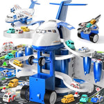 Airplane Toys For Toddlers 2-4 - Boy Toy Car Race Tracks For Kids Ages 3-5 With 8 Small Car Toys, Toddlers Educational Toy, Birthday Gifts For Boys 3-5