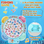 Magnetic Fishing Game Toys, Rotating Board Game With Music Including 45 Fishes And 8 Fishing Poles, Christmas Party Game Toys For Kids Age 3 4 5 6 7 And Up