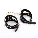 Handcuffs For Bondage Sex Games, Bdsm Adult Pu Leather Fetish Gold Rivet Decorative Wrist Cuffs Sex Toys Sm Slave Beginner Adult Sex Restraints Toy
