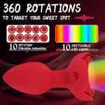 Light Up Rose Anal Plug With Remote Control – 10 Vibration & Rotation Modes For Men, Women & Couples – Waterproof Prostate Massager Adult Toy