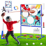 2-In-1 Football & Baseball Toss Target Games For Kids 4-8 8-12, 3-Hole Double-Sided Strike Zone With T Ball Set And Ball Launcher For Toddlers, Indoor Outdoor Toys Backyard Sport Gifts For Boys