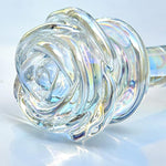 Glass Anal Plug Colorful Butt Plug Prostate Massager With Rose Round Base, Long Neck And Gradual Head Fetish Bum Plug Anal Dilator Masturbation Sex Toy For Men Women 5.35 X 1.37 Inch