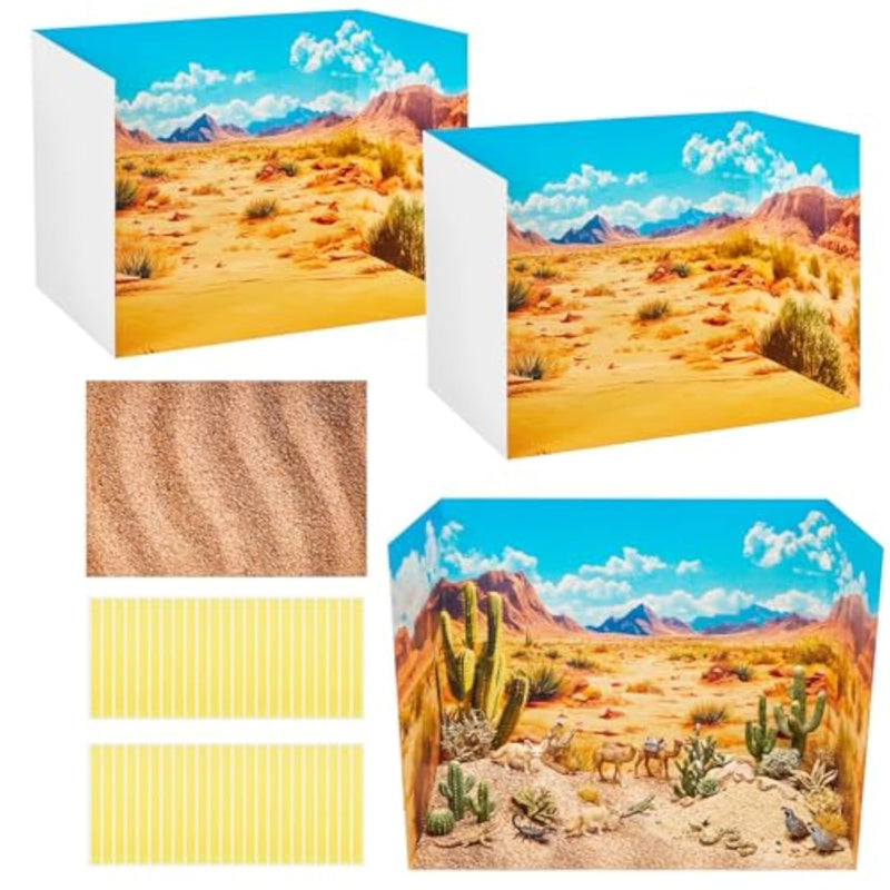 Desert Habitat Diorama Kit with Cardboard Display Box, Sand & Double-Sided Tape