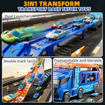 Truck Toys Car Track Set For 3 4 5 6 Years Old Boys, Carrier Truck Transporter Car Race Track With 12 Die-Cast Racing Car Toys, Birthday Gifts For Toddlers Kids Girls Age 3 4 5 6 7 8