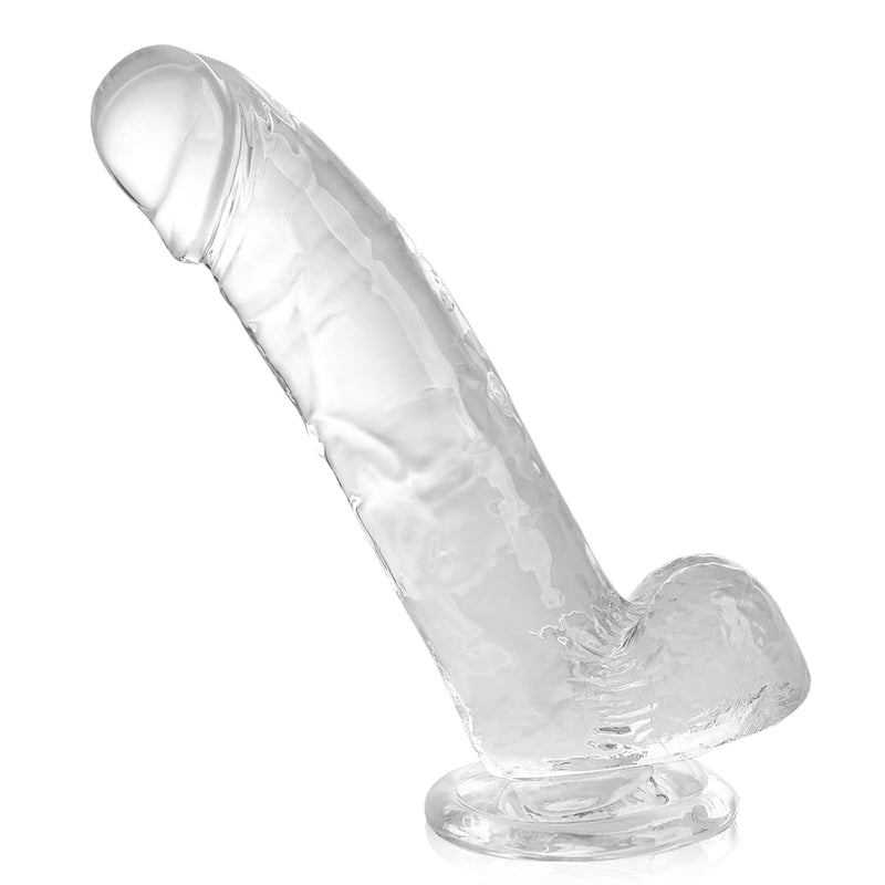Realistic Dildos, 7.8 Inch Clear Dildo With Suction Cup For Hands-Free Play, Flexible Clear Dildo With Curved Shaft Balls For Vaginal G-Spot And Anal Play