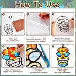 36 Set Tiki Suncatcher Craft Kit, Tropical Hawaii Window Art & Summer Luau Decorations