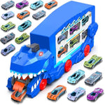 Dinosaur Transport Truck Set For Kids - Monster Carrier Truck Toy With Die-Cast Metal Toy Cars, Light & Sound Toddler Toys Cars Gift For Age 3 4 5 6 7 8 Years Old