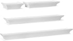 Floating Wall Shelves for Bedroom, Living Room, Bathroom, Kitchen, Nursery, Set of 4, White, 4 Count