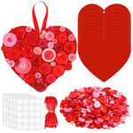 24 Set Valentine's Heart Button Craft Kit with 1320 Buttons & 1000 Glue Dots