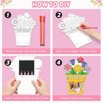 24 Pack DIY Flower Photo Frame Craft Kits for Kids with Watercolor Pens