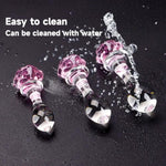 3-Piece Rose Glass Anal Plug Set, Crystal Glass Anal Plug,Anal Trainer, Crystal Butt Plug,Anal Expander Training Sex Toys Anal Masturbation Plug For Men Women Gay And Couples
