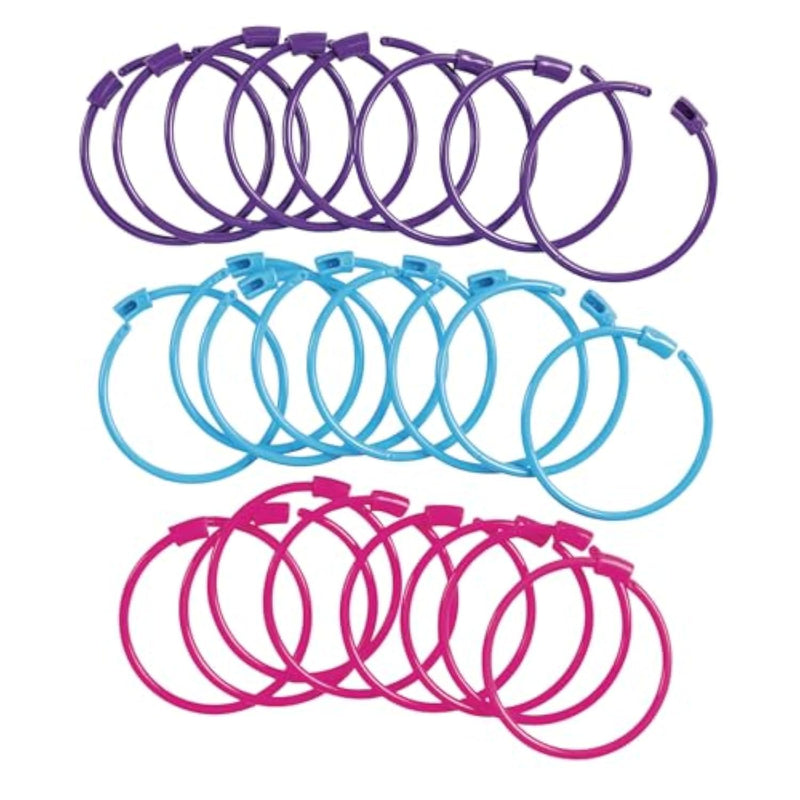 24 Pcs Pony Bead Bracelets for Kids, 3 Colors with Snap Closure