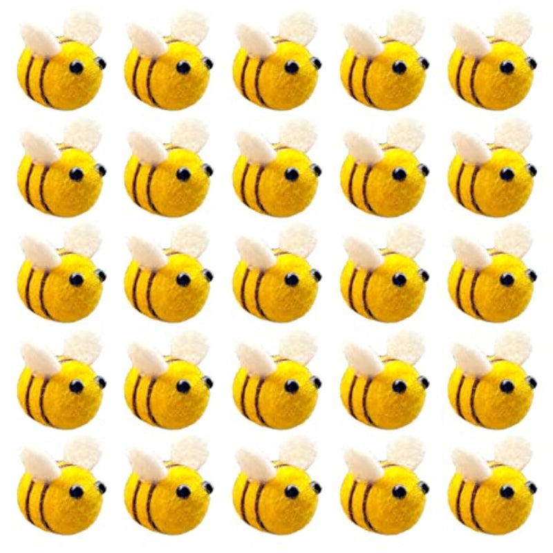 25Pcs Wool Felt Bumblebees for Room Decor and DIY Craft Accessories
