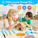 Cardboard Cutter For Kids - 122 Pcs Resuable Safe Cardboard Tools For Kids | Educational Building Toys For Family Classroom Activities | Christmas Birthday Gifts For 5 6 7 8 9 Years Old Boys Girls
