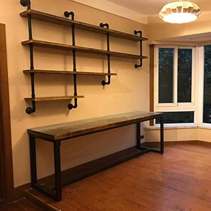 4-Tiers 63Inch Industrial Pipe Shelving,Rustic Wooden&Metal Floating Shelves,H