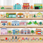 36 Pcs Wooden Community Helpers Community Wooden Toy Preschool Little Professionals Buildings Block Set Multicultural Buildings, Creative Play For Social Learning Educational Model