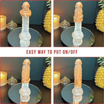 Penis Sleeve Extender Cock Sleeve Extension Sheath Silicone Penis Ring Enlarge Thicken Reusable Realistic Condom Enlarger Male Sex Toy for Men Couples
