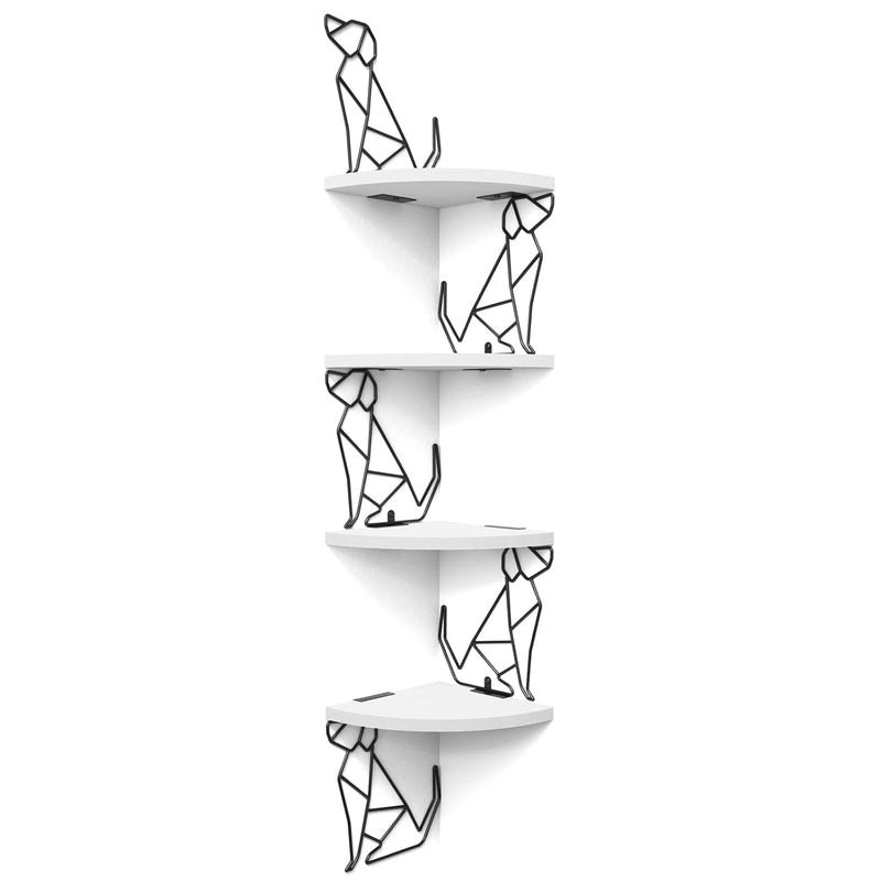 White Corner Shelf Wall Mount, 4 Tier Floating Shelves For Wall Storage, Rusti