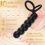 Vibrating Anal Beads With Penis Ring For Men - Double Penetration Dildo Vibrator,Strap On Anal Dildo With Vibrating Cock Ring,Anal Trainer Male Sex Toy & Butt Plug For Couples,Adult Sex Toys & Games
