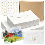 50 Pack Watercolor Cards with Envelopes and Seals 4x6 Inches in 140lb Cotton Paper