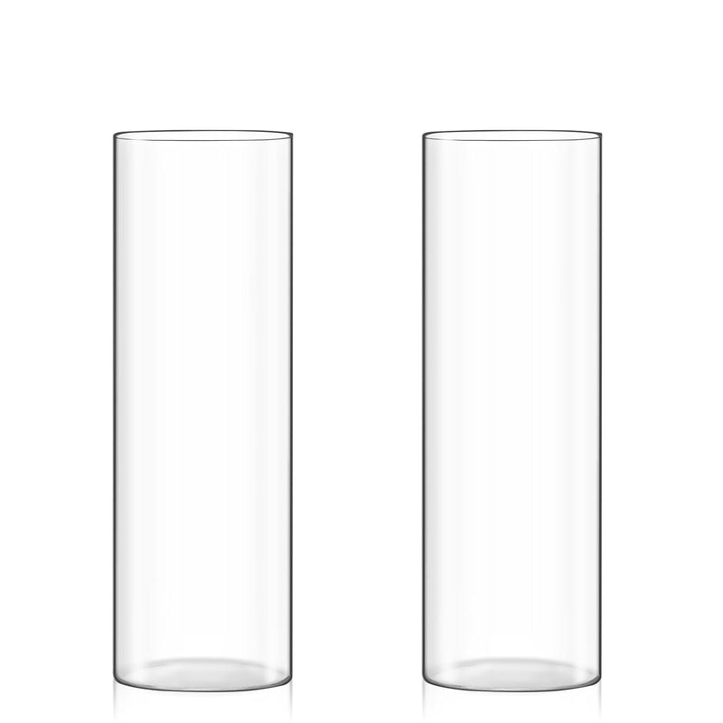 Set Of 2 Clear Glass Cylinder Vases For Centerpieces, 12 X 4 Inch Tall Glass H