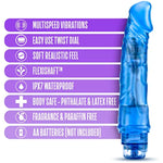 B Yours Vibe #6 - Soft Multispeed Vibrating Dildo - 9.25 Inch Long - 1.75" Wide - Flexishaft Flexible Body Conforms To Your Body - Waterproof Vibrator - Sex Toy For Women - Clear Blue