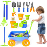 Kids Garden Wagon Wheelbarrow And Gardening Tools Play Set Includes 10 Accessories And 4 Plant Pots,Great Outdoor Toddler Toys Kids Gardening Set