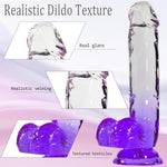 Realistic Dildo Sex Toys For Woman, 8.7" Soft G-Spot Dildo With Strong Suction Cup, Lifelike Clear-Purple Gradient Penis Adult Sex Toy For Vaginal And Anal Stimulation