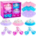 Princess Dress Up Shoes , Dress Up Clothes Pretend Play Costumes-3 Sets Of Princess Shoes, Dresses And Crowns, Princess Accessory Toys For 3-6 Yr Girl Birthday Gifts