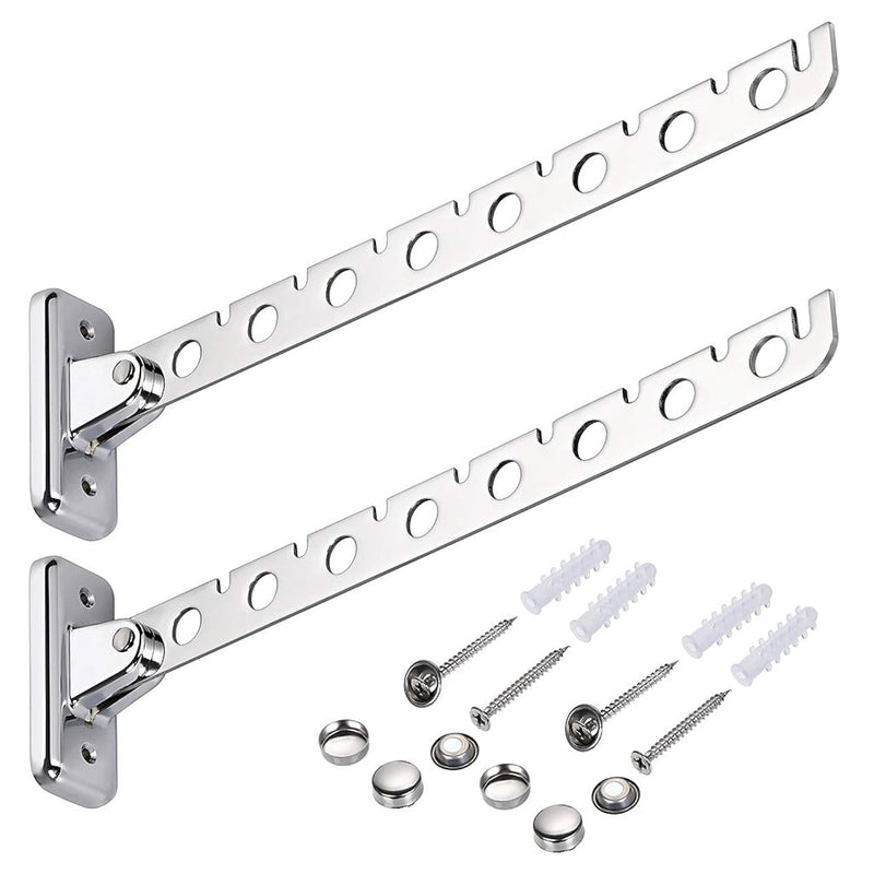 12" Stainless Steel Clothes Hanger Rack, 2 Pcs Wall Mounted Folding Garment Hook