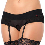 Black Unisex Crotchless Open Back Harness Briefs - Xxl - Lace - Soft & Stretchy