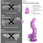 Liquid Silicone Simulated Penis - Realistic Styling, Double Layer Process, External Softness And Internal Hardness, Built In Keel With Adjustable Shape, Strong Suction Cup (Purple)