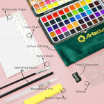 100 Colors Watercolor Paint Set with Metallic Finishes, Portable Metal Case