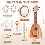 Kids Guitar Set - Musical Toys For 2 3 Year Old Boy Birthday Gifts, Montessori Toys For 2 Year Old Girls, Musical Instruments With Ukulele/Tambourine/Maracas For Toddler 2-4, Band Sets For Kids 3-5
