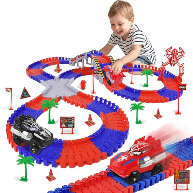 Spider Toys For Boys 4-6, 212 Pcs Race Car Track For Kids Ages 4-8, Monster Truck 2+ Year Old Birthday Gift Toddler Cars Toy For 3+ Year Old Boy Girl